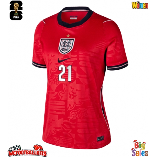 England Eberechi Eze #21 Replica Away Stadium Shirt for Women World Cup 2026 Short Sleeve